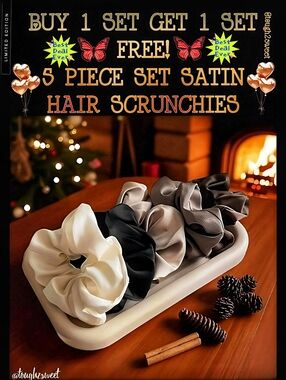 🆕BUY 1 SET GET 1🎉🎉🎉🎉5 PIECE SET SATIN HAIR SCRUNCHIES